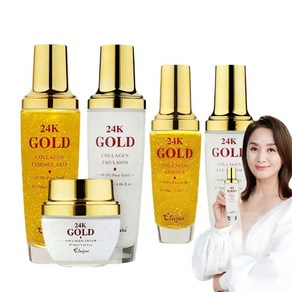 [홈쇼핑 정품] 이응경 엘루자이 24K 골드 콜라겐 기초 화장품 세트, 5개