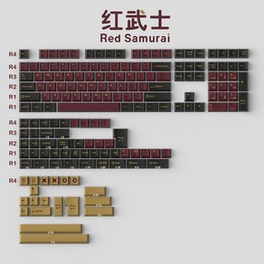 GMK 레드 사무라이 키캡 ABS 더블 샷 체리 프로필 ISO 입력 3U 7U 스페이스바 HHKB EU 레이아웃 1 세트, [01] keycaps only