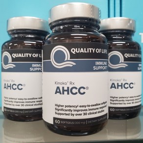 Quality of Life Labs AHCC Rx Kinoko Platinum 키노코 AHCC Rx 플래티넘 면역력 강화 300mg 60소프젤 X 2병, 60정, 3개