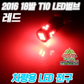 캠팜 2016 T10 18발 360도 무극성 LED 벌브(레드), 1개