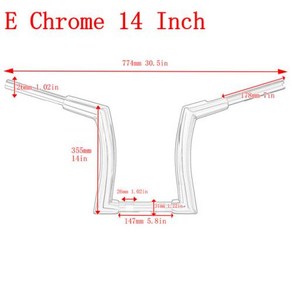 블랙 크롬 Z 드래그 바 할리 다이나 소프테일 FL 투어링 팻보이 브레이크아웃 로드 킹 FLHR용 오토바이 핸들바 12 인치 14 인치 16 인치, 5.E Chome 14 inch, 1개