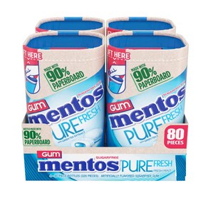 Mentos 멘토스 무설탕 퓨어 후레쉬민트 그린티 80피스 4팩, 1개, 1mg