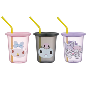 스케이터 마이멜로디 쿠로미 스트로우 빨대 물컵 3개 세트 320ml SIH3ST, 1개
