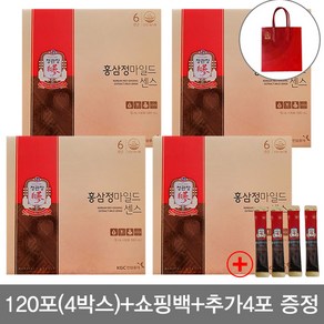 정관장 홍삼정 마일드센스 4박스(120포) 쇼핑백+추가4포증정, 300ml, 4박스