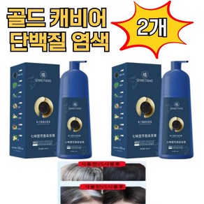 (원무역)골드 캐비어 단백질 염색약 500ml 염색샴푸 새치커버 헤어손상 탈모 없는 염색, 검은블랙, 2개