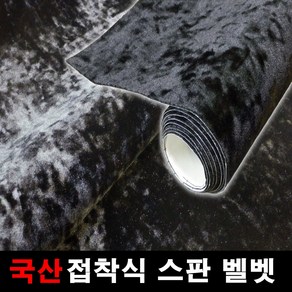 오토맥스 스판벨벳 접착식 원단 국산원단 시트지 145X25, 블랙