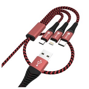 [아남] ANAM 3way(일반) 메탈 패브릭 충전 케이블 2M / AN-DC301/ 레드, 1개