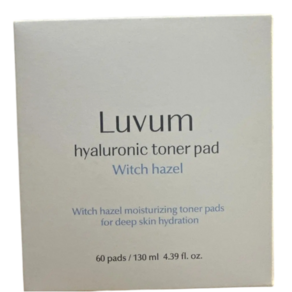 Luvum 러븀 위치하젤 히알루론산 토너 패드 수분진정케어 여드름케어, 1세트, 60매입