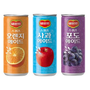 롯데칠성음료 롯데 델몬트 스퀴즈 사과 오렌지 포도 240ml 3종 30캔