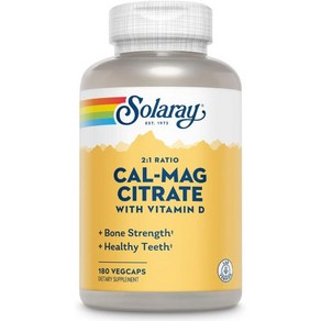 솔라레이 Solaay Calcium & Magnesium Citate 2:1 Ratio w/Vitamin D-3 Healthy Bones Muscle & Nevous Syst, 1개, 180정