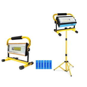 금동상사 LED 충전식 야간 현장 작업등 랜턴 투광기 100W 30W COB 거치 삼각대 선택옵션, 본체+18650배터리6개+케이블, 1세트