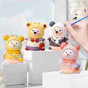 3D 인형 석고곰 색칠 키트, 1개, 아크릴물감 6색 A