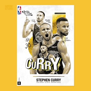 NBA 스테판 커리 포스터 9종 골든스테이트 워리어스 미국 농구 Stephen Cuy, 4번