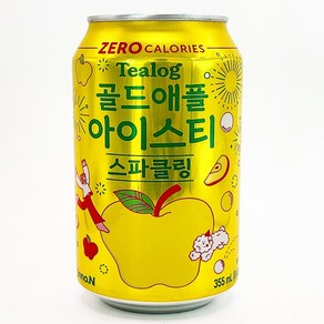 티로그 제로칼로리 골드애플 아이스티 스파클링, 355ml, 6개