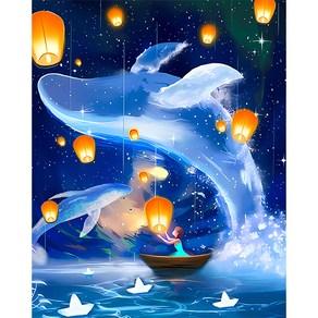 maomaodianDIY 보석십자수 캔버스 형액자 세트 40cm x 50cm 고화질, 1개, K76.몽환적인 별하늘