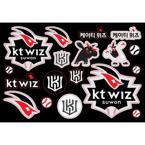[KT위즈] 야구 KBO 응원봉 자동차 스티커, 1장, KT위즈 유광