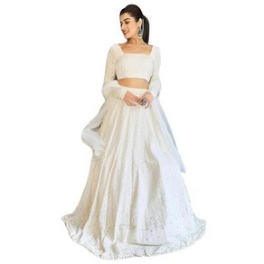 여성 원피스 TRENDMALLS 여성용 조젯 자수 작업 Lehenga Choli With Dupatta 화이트.