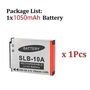 삼성 카메라용 배터리 1050mAh SLB-10A SLB10A SLB 10A PL50 PL60 PL65 P800 SL820 WB150F WB250F WB350F WB750 WB80, 1) 1Pcs Battey, 1개