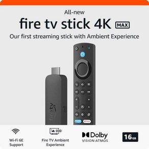 올뉴 아마존파이어 TV스틱 4K Max 스트리밍스틱 Wi-Fi 6E 케이블이나 위성없이 라이브시청, Fie TV Stick 4K Max, Fie TV 스틱 4K 맥스