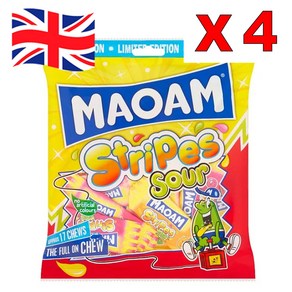 [영국발송] 4개 140g 하리보 마오암 스트라이프 사우어 HARIBO Maoam Stipes Sou