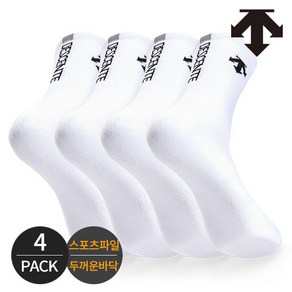 데상트 남성 스포츠 파일 빽선 중목양말 4P_WHGY, 4족세트_WH/GY, FREE