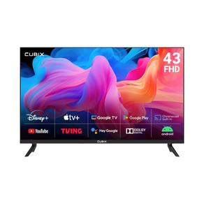 큐빅스 FHD LED 스마트 TV 109cm(43인치) 구글 안드로이드 11 HDR 블루투스 WIFI 넷플릭스 유튜브 에너지효율 1등급 스탠드 벽걸이 방문설치, EKW43FA11, 스탠드형, 고객직접설치