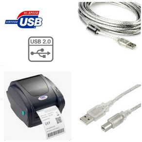 ZEBRA ZD421T 바코드 라벨 송장프린터 케이블 USB 제브라 프린터연결선, 1.8m, 1개