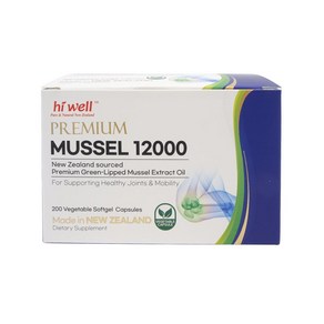 (뉴질랜드직배) 하이웰 프리미엄 초록홍합오일 12000mg 200캡슐 HI WELL PREMIUM MUSSEL, 1개