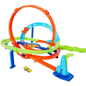 Hot Wheels 자동차 트랙 세트 액션 루프 사이클론 챌린지 높이 45.7cm(18인치) 2가지 플레이 방법 및 쉬운 보관 1:64 스케일 차량 포함, 1개