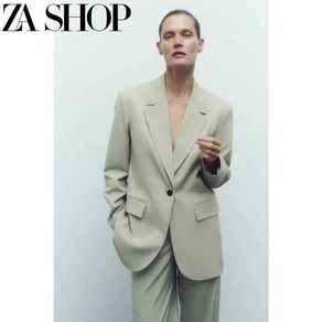 ZARA 여성 정장 재킷 롤업 밑단 하이 웨이스트 스트레이트 팬츠