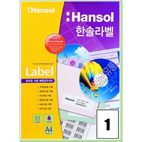 한솔라벨 라벨스티커 분류표기용 A4라벨지 1칸 100매 HL-4101, 단품, 단품