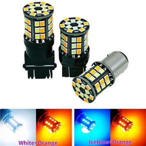 브레이크 2835LED 이중 색상 노란색 흰색 지시등 1157 12V T25 방향 조명 2 45SMD 3157 LED 자동차 개 7443 전구, 1개