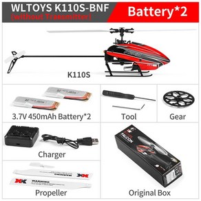 Wltoys XK K110S 6CH 3D 6G 시스템 싱글 패들 브러시리스 RC 헬리콥터 항공기 드론 무인, 02 Wltoys-K110S-BNF-2B, 1개