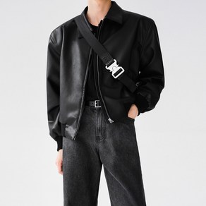 COSYEVNO 블랙 가죽 재킷 남자 루즈핏 숏 재킷 라이더 코트