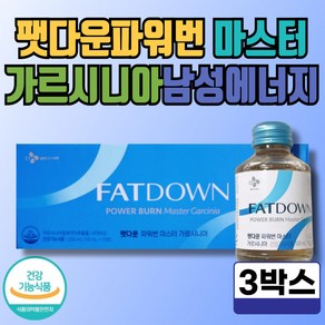 팻다운파워번 마스터 가르시니아 남성 에너지 나이아신 HCA 캄보지아 추출물 다이어트 diet 건강기능식품 체지방 감소 식약처인증 보조제 영양제 식물성 원료 액상 탄수화물 컷팅제, 1L, 3개