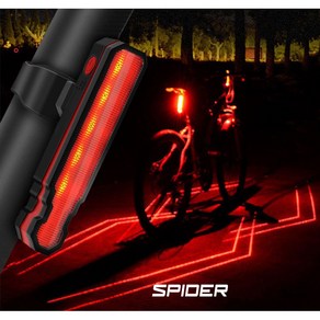 SPIDER 자전거 LED 후미등 안전등 USB 충전식 방수기능