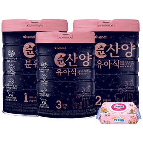 [아이배냇] 리뉴얼 순산양분유 2단계 800g x 3캔 특가[물티슈 100매 증정] 분유, 3개