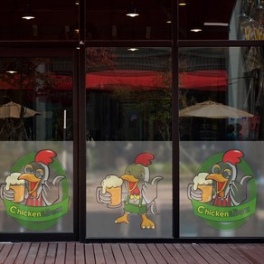 낭만창고 dgcn262-치킨앤맥주-무점착 반투명 창문시트지 시트지