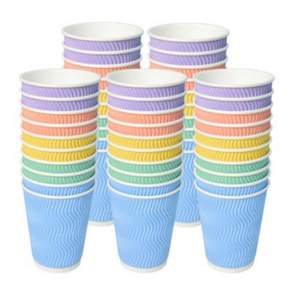 [소분] 3중 단열 종이컵 웨이브 파스텔 5종 칼라컵 기획혼합5종 50개, 12oz, 1개, 50개입