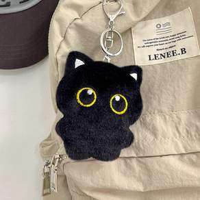 미뇽맨션 밤냥이 키링 귀여운 고양이 깜냥이 굿즈 키홀더 열쇠고리, 1개, 블랙