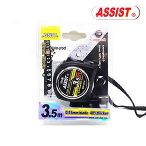 ASSIST 3.5M 82B-3516 방수 블랙 JIS 1급 양면 줄자, 1개