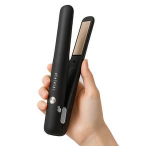 Darlisex 무선 고데기/판고데기 2in1USB충전용 4단계 온도조절 고데기, 블랙