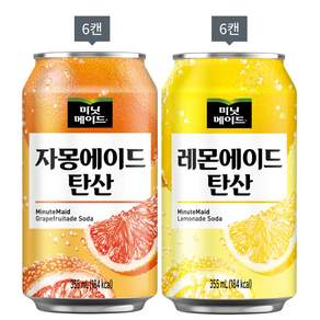 미닛메이드 에이드 뚱캔반반세트 (자몽+레몬), 12개입, 355ml