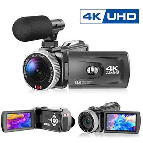 EMITAIM 4K 캠코더 고화질 디지털 카메라 DV 비디오 디지털 줌16x 회전 스크린, HDV2990Pro