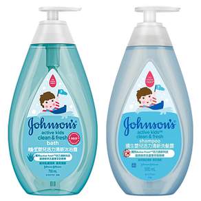 존슨즈베이비 액티브 키즈 클린 프레시 바스 바디 클렌저 750ml + 클린 앤 프레시 샴푸 500ml, 1세트