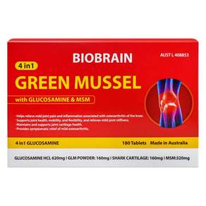 BIOBRAIN 바이오브레인 4 인 1 그린 머슬 글루코사민 앤 MSM 타블렛