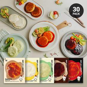 뺀닭 소스 듬뿍 한끼 닭가슴살 스테이크 5종 혼합 세트, 30개, 100g