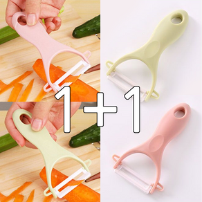 뛰어난 컷팅력 감자채칼 위생적 세라믹 필러 1+1, 그린+핑크, 1세트