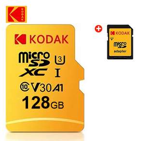 코닥 마이크로 SD 메모리 카드 UHS-I U3/V30/A1，차량용 블랙박스，스마트폰，고프로，드론，카메라와 호환，32GB-256GB로 제공, 1개, 128GB