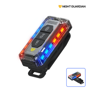 나이트가디언W02U 마그네틱 자전거후미등 바이크 LED 랜턴 전자호루라기 휘슬 호신용 자체제작, 적색_청색/U자형 클립, 1개, 적색_청색